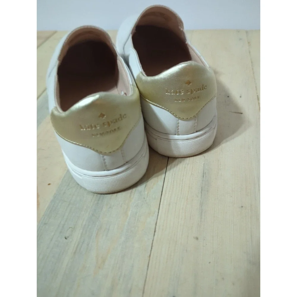 Kate Spade Azores Perforated White Leather Slip On Sneakers 7.5 Spade Design